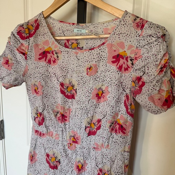 Kimchi Blue Silk Blend Floral Puff Sleeve Mini Dress Multicolor Size 4 - Picture 2 of 8